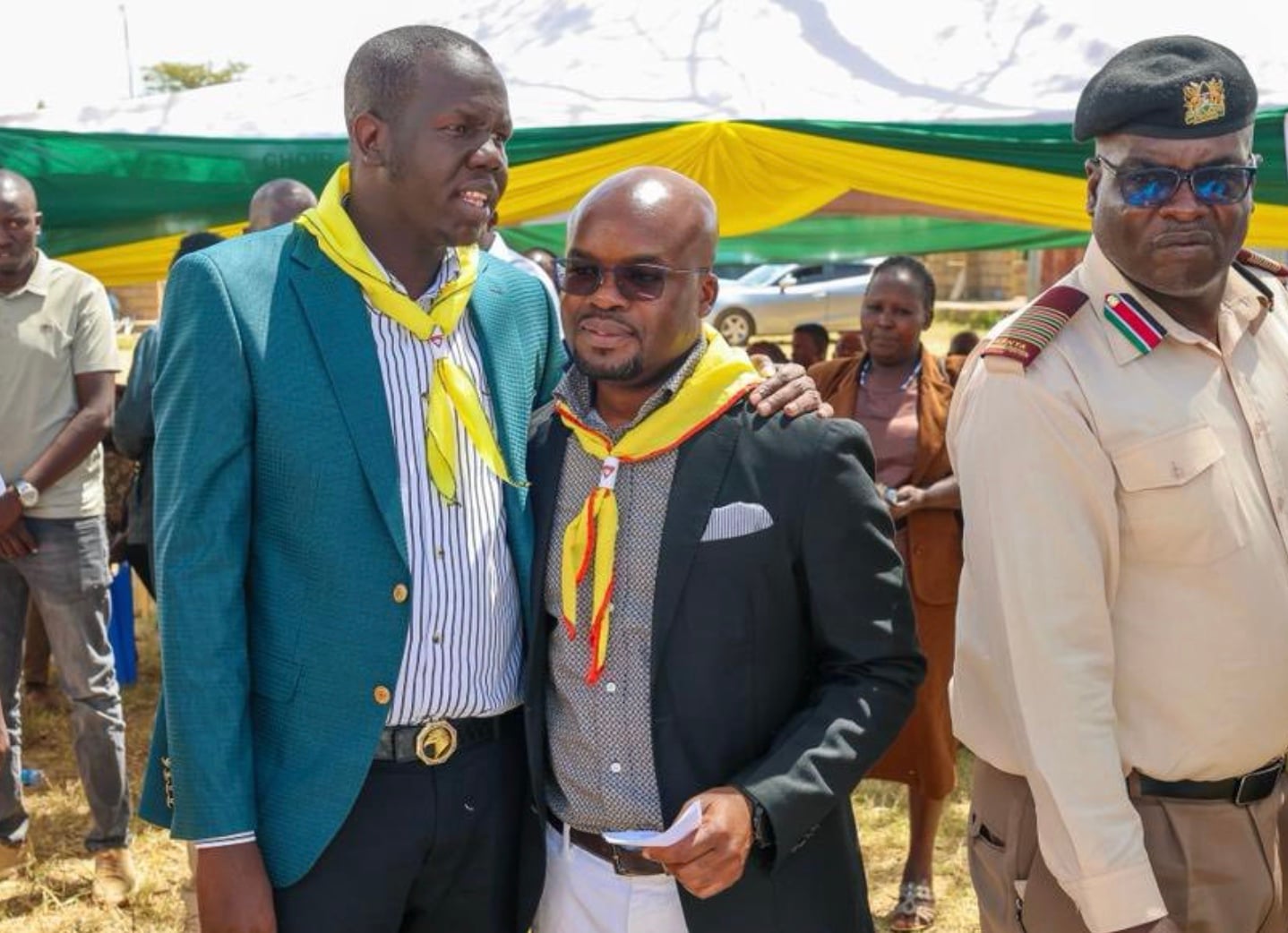 File image of Interior PS Raymond Omollo and MP Reuben Kiborek at Mogotio SDA Church.